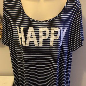 NWT Navy Striped "HAPPY" Top by Fred David